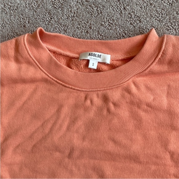 Agolde Balloon Sleeve Cropped Sweatshirt Small Orange - Picture 7 of 7